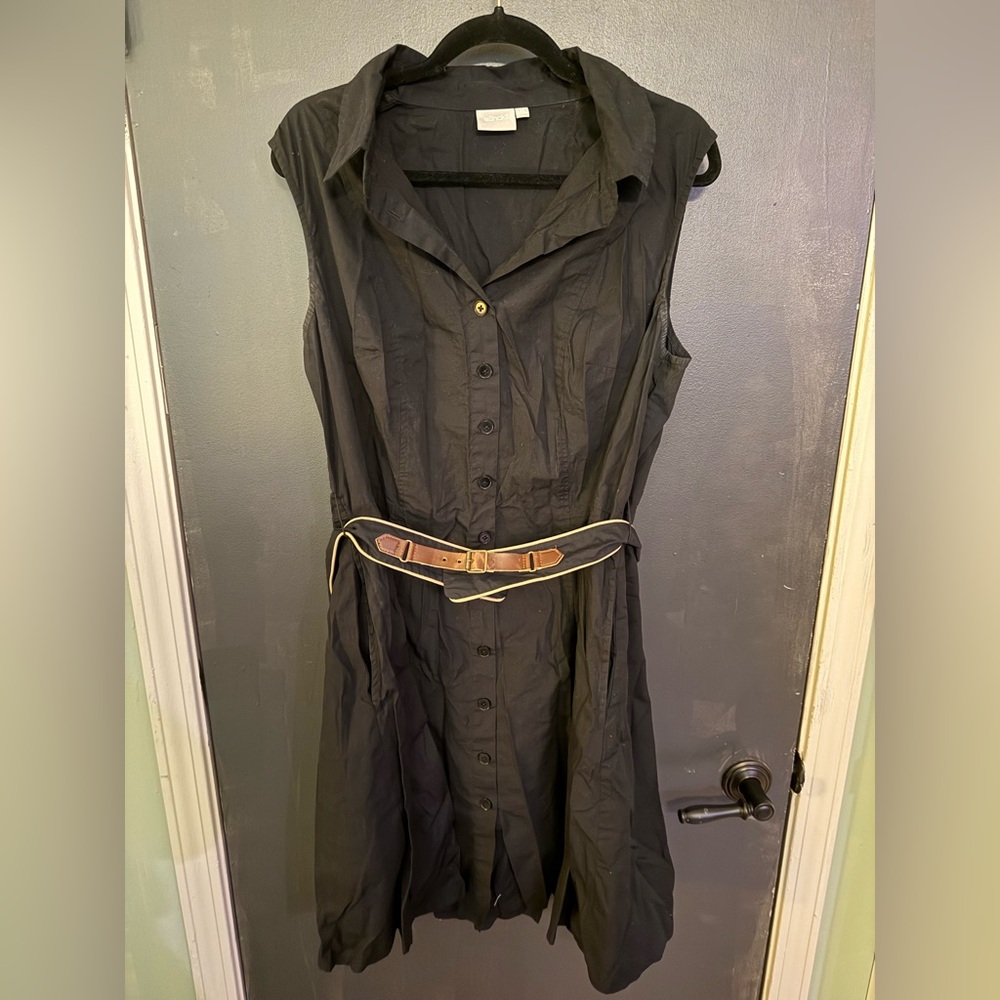 Black Sleeveless Dress with Belt
